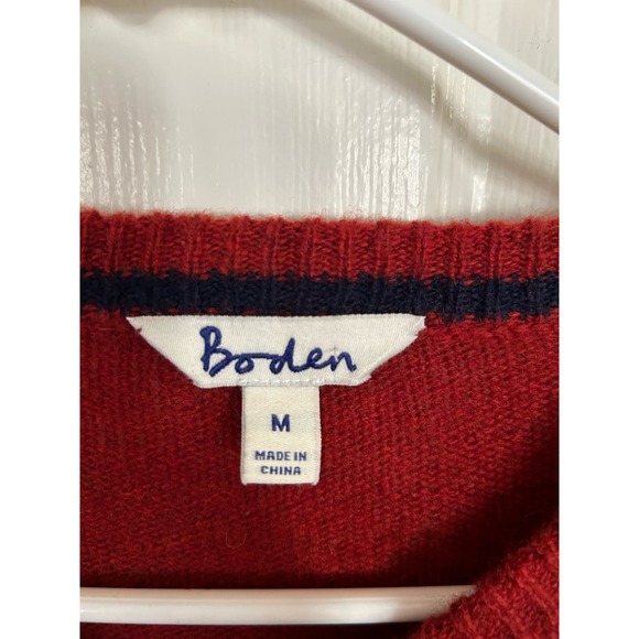 Boden Mens Medium Lambswool Lightweight Knit V Neck Sweater  Rust Red - Picture 2 of 4